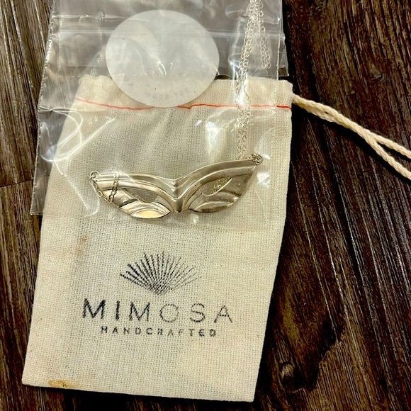 Mimosa Silver Handcrafted in New Orleans Mardi Gras Mask Necklace NWOT - Picture 2 of 4